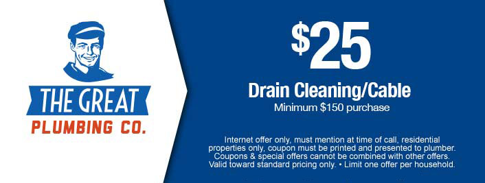 $25 discount on drain cleaning/cable services